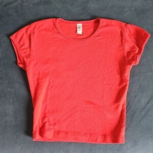 LA Apparel Baby Rib Short Sleeve Crop Top Small